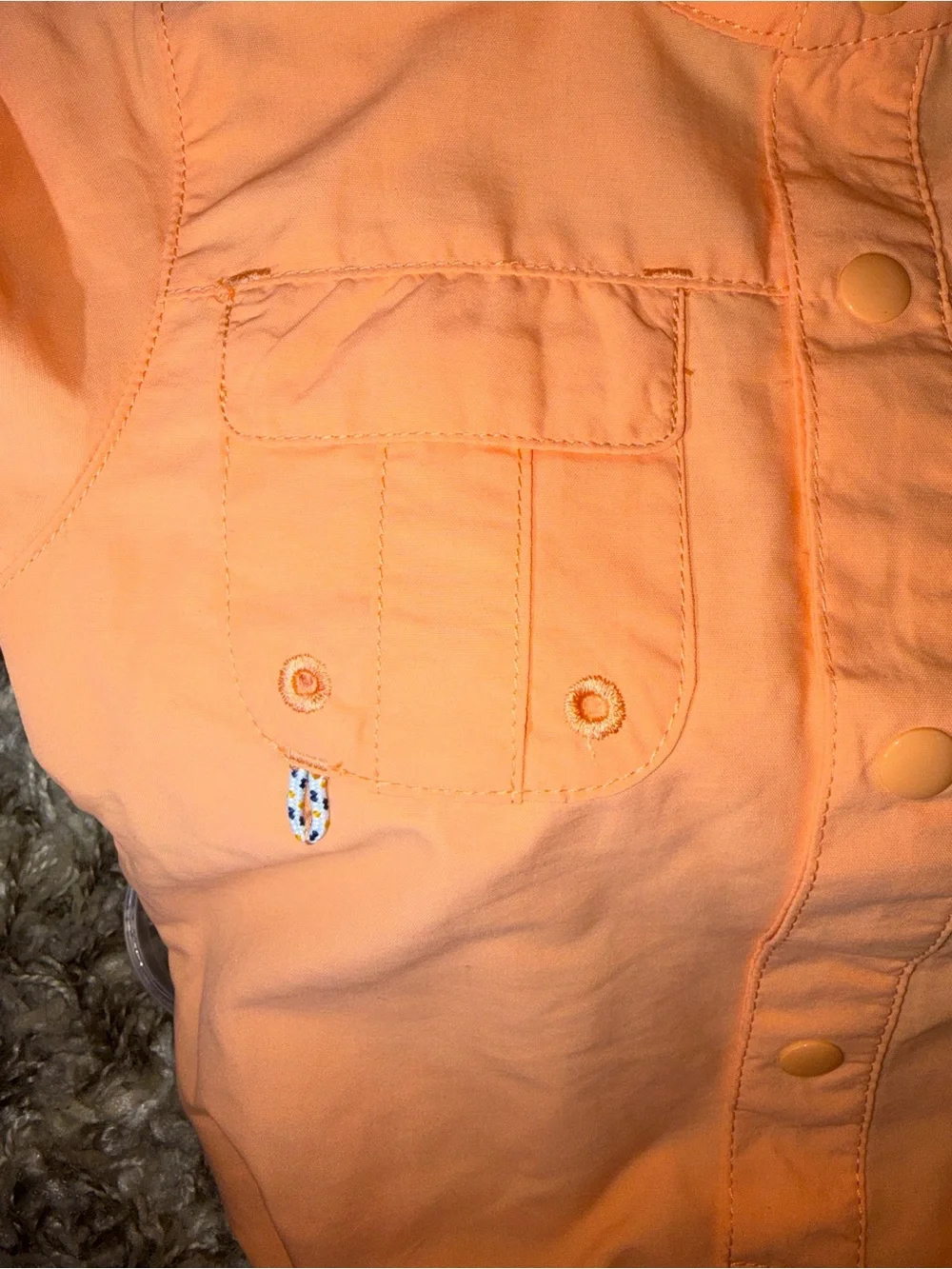 Magellan Outdoors Kids Peach-Orange Button Front One-Piece Bodysuit